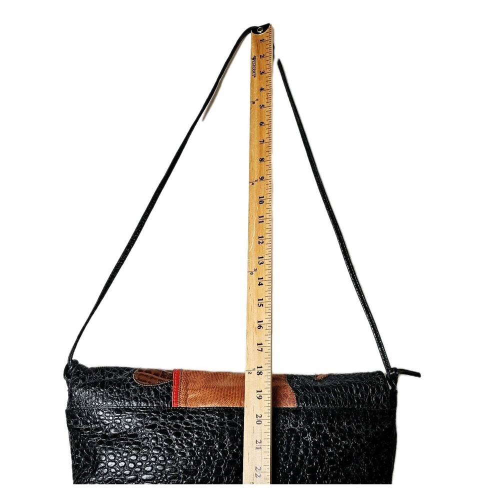 VTG Pinky Crossbody Shoulder Bag Pebble Leather Elephants Tassel Blk 1980s USA! - Picture 12 of 14